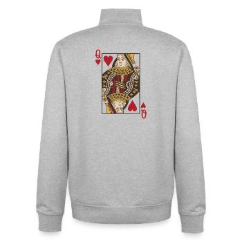 Dame Queen Pokern Doppelkopf Karte Rome - Unisex Organic Zip Sweatshirt von Stanley/Stella - Grau meliert - Hinten - AI Model Male 185 light (185cm)
