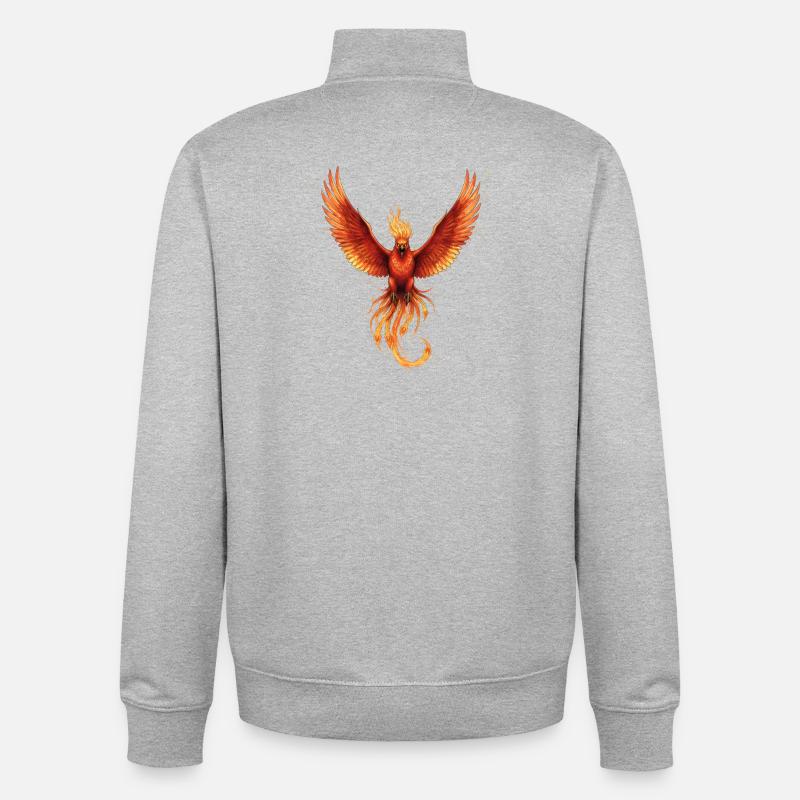 Feu Phoenix Flame Flight - Sweat zippé unisexe en coton bio Stanley/Stella - gris chiné
