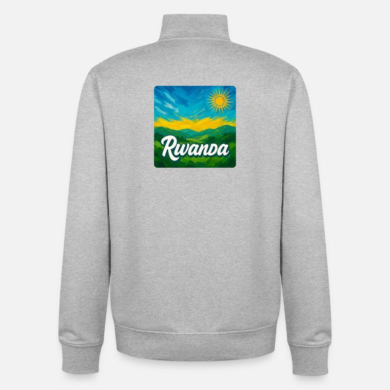 Rwanda – La beauté verte de l’Afrique - Sweat zippé unisexe en coton bio Stanley/Stella - gris chiné