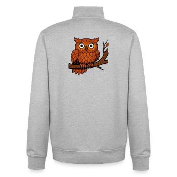 Comic Owl Autumn Forest Foliage Leaves Branch Tree Hunter - Unisex Organic Zip Sweatshirt by Stanley/Stella - heather grey - Back - AI Model Male 185 light (185cm)