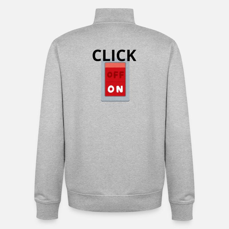 Retro OFF ON Switch Red - Click - Unisex Organic Zip Sweatshirt by Stanley/Stella - heather grey