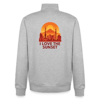 Love the Sunset - Sonnenuntergang - Unisex Organic Zip Sweatshirt von Stanley/Stella - Grau meliert - Hinten - AI Model Male 185 light (185cm)
