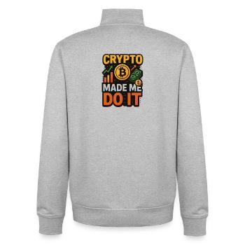 Krypto hat mich dazu gebracht, es zu tun, zu investieren - Unisex Organic Zip Sweatshirt von Stanley/Stella - Grau meliert - Hinten - AI Model Male 185 light (185cm)