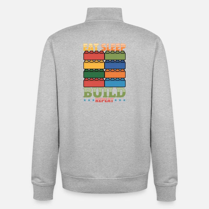 Blocs de construction Enfants Brick Builder - Sweat zippé unisexe en coton bio Stanley/Stella - gris chiné