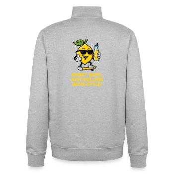 Zitrus-Skater: Stilvoll Rollend - Unisex Organic Zip Sweatshirt von Stanley/Stella - Grau meliert - Hinten - AI Model Male 185 light (185cm)