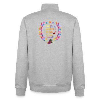 Soirée du vin coloré Dicton - Sweat zippé unisexe en coton bio Stanley/Stella - gris chiné - Dos - AI Model Male 185 light (185cm)