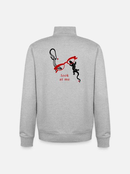 Lizards with glasses Look at Me - Unisex Organic Zip Sweatshirt by Stanley/Stella - heather grey