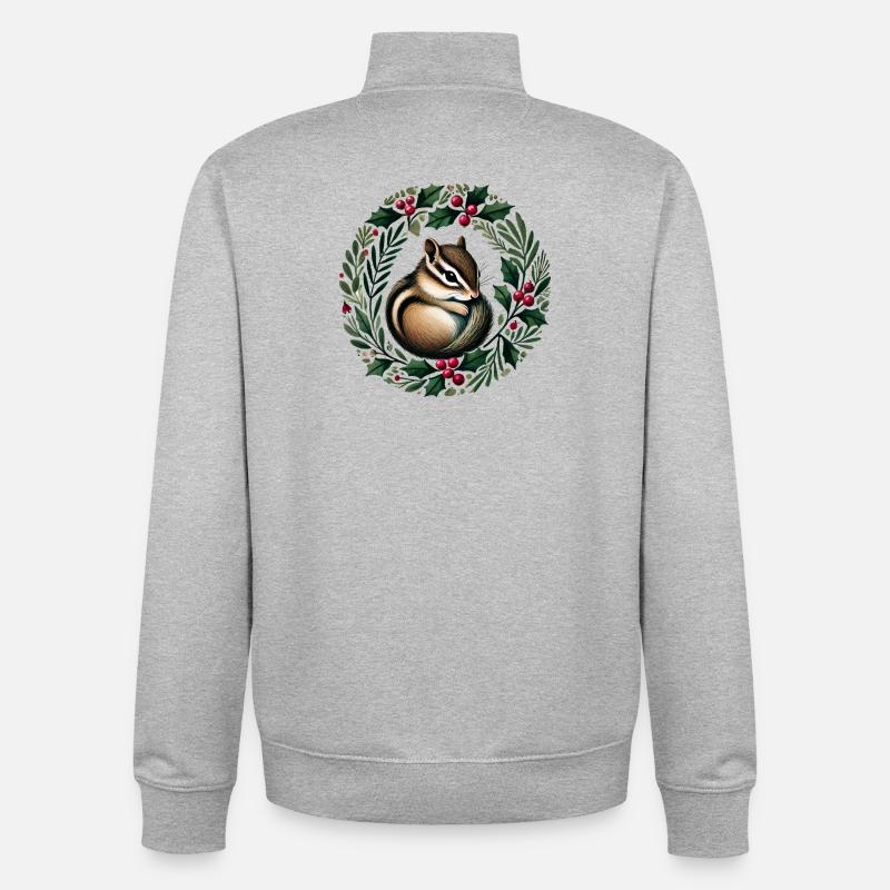 Stechpalmenkranz Eichhörnchen Charm - Unisex Organic Zip Sweatshirt von Stanley/Stella - Grau meliert