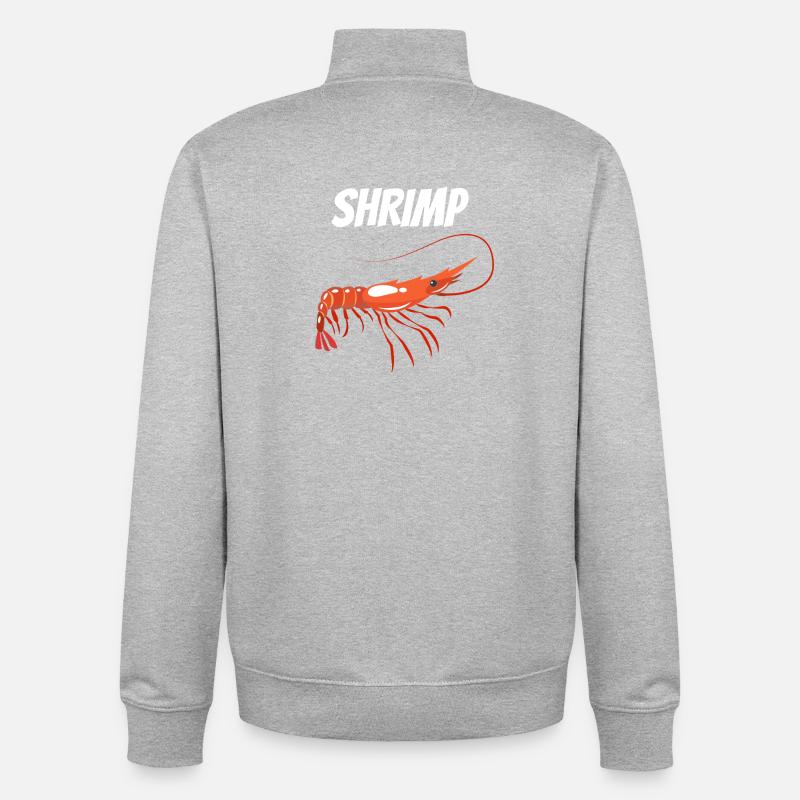 Fette Garnelenillustration mit SHRIMP Text Garnelen - Unisex Organic Zip Sweatshirt von Stanley/Stella - Grau meliert