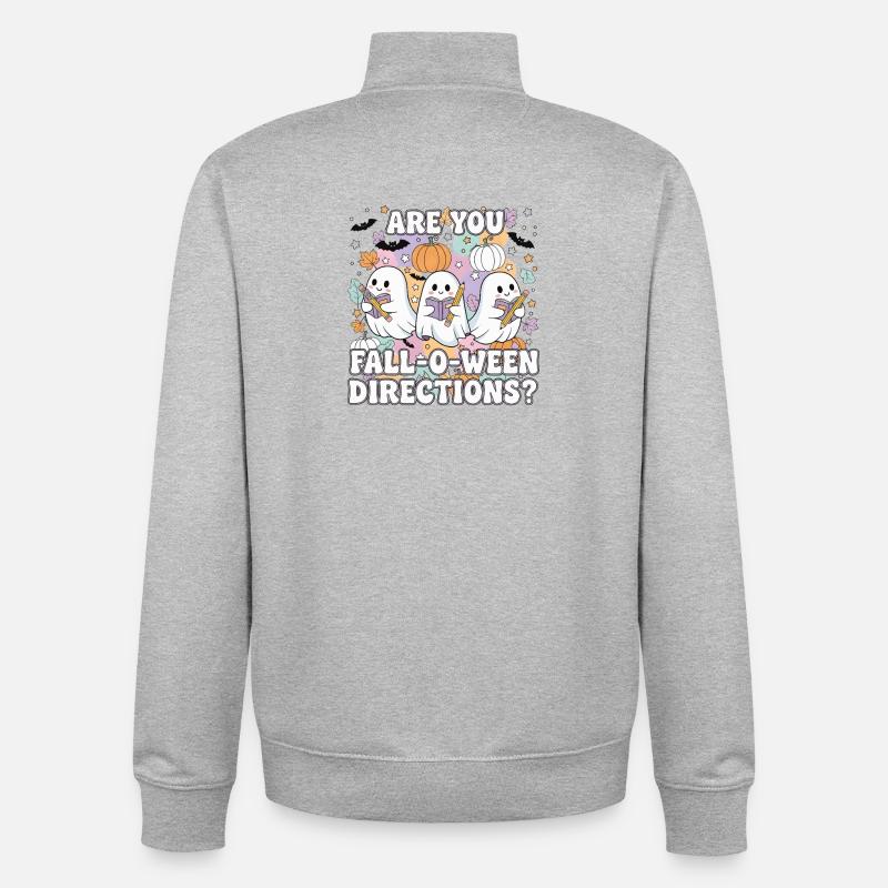 Lecture des fantômes de Fall-O-Ween - Sweat zippé unisexe en coton bio Stanley/Stella - gris chiné