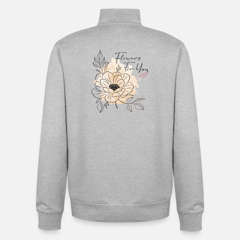 Des fleurs pour vous - Sweat zippé unisexe en coton bio Stanley/Stella - gris chiné