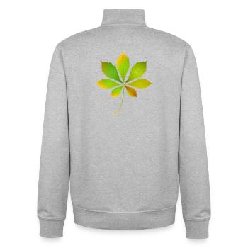 Glowing Chestnut Leaf – Autumnal Nature Motif - Unisex Organic Zip Sweatshirt by Stanley/Stella - heather grey - Back - AI Model Male 185 light (185cm)