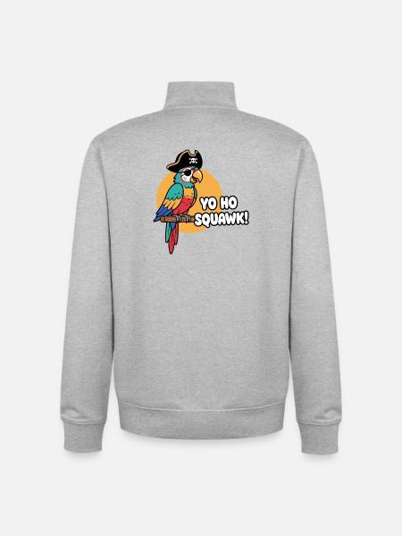 Bunter Papageienpirat Squawk - Unisex Organic Zip Sweatshirt von Stanley/Stella - Grau meliert