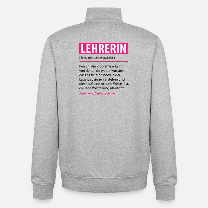 Drôle d’enseignant profession définition cadeau - Sweat zippé unisexe en coton bio Stanley/Stella - gris chiné