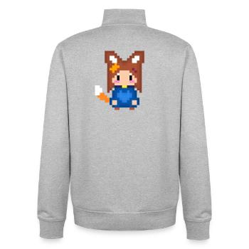 Pixel Kitsune Fuchs Mädchen in Blauer Hoodie - Unisex Organic Zip Sweatshirt von Stanley/Stella - Grau meliert - Hinten - AI Model Male 185 light (185cm)