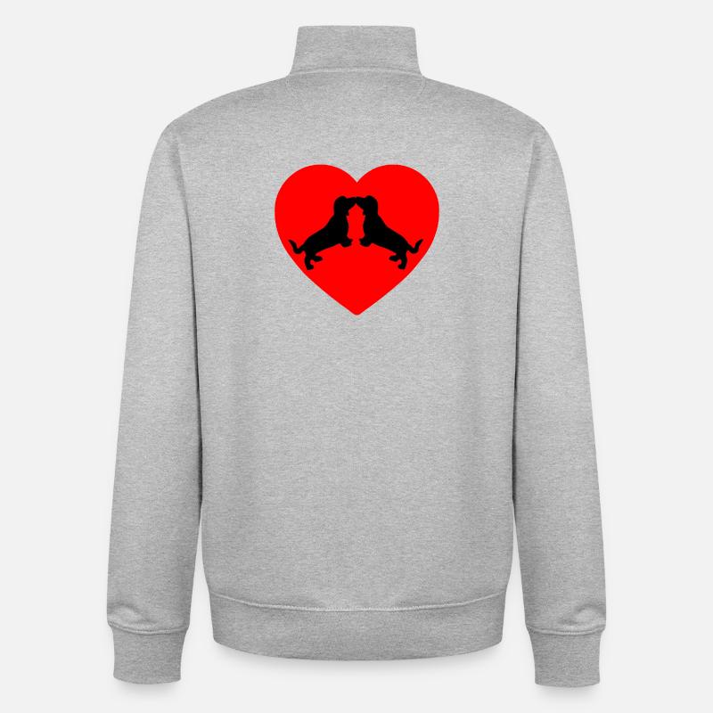 Teckel - Sweat zippé unisexe en coton bio Stanley/Stella - gris chiné