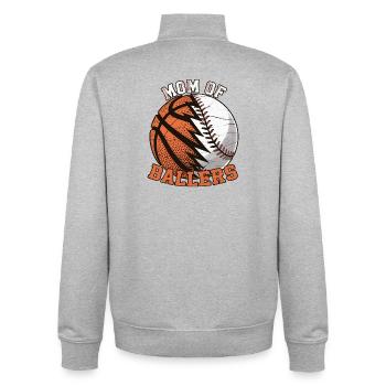 Mom of Ballers – Sportmama Design - Unisex Organic Zip Sweatshirt by Stanley/Stella - heather grey - Back - AI Model Male 185 light (185cm)