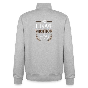 I Love Vacation - Unisex Organic Zip Sweatshirt von Stanley/Stella - Grau meliert - Hinten - AI Model Male 185 light (185cm)