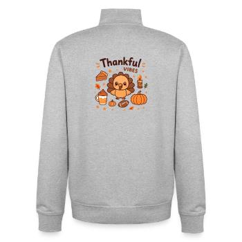 Dankbare Türkei Vibes Illustration - Unisex Organic Zip Sweatshirt von Stanley/Stella - Grau meliert - Hinten - AI Model Male 185 light (185cm)