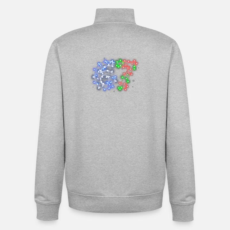 Néon Chiffres 6 7 Noël - Sweat zippé unisexe en coton bio Stanley/Stella - gris chiné