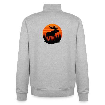 Sonnenuntergang Elch in Waldsilhouette - Unisex Organic Zip Sweatshirt von Stanley/Stella - Grau meliert - Hinten - AI Model Male 185 light (185cm)