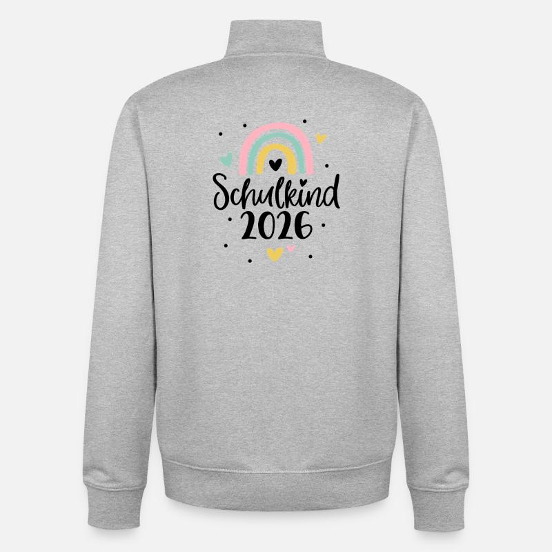 Schulkind 2026 Regenbogen Herz Einschulung - Unisex Organic Zip Sweatshirt von Stanley/Stella - Grau meliert