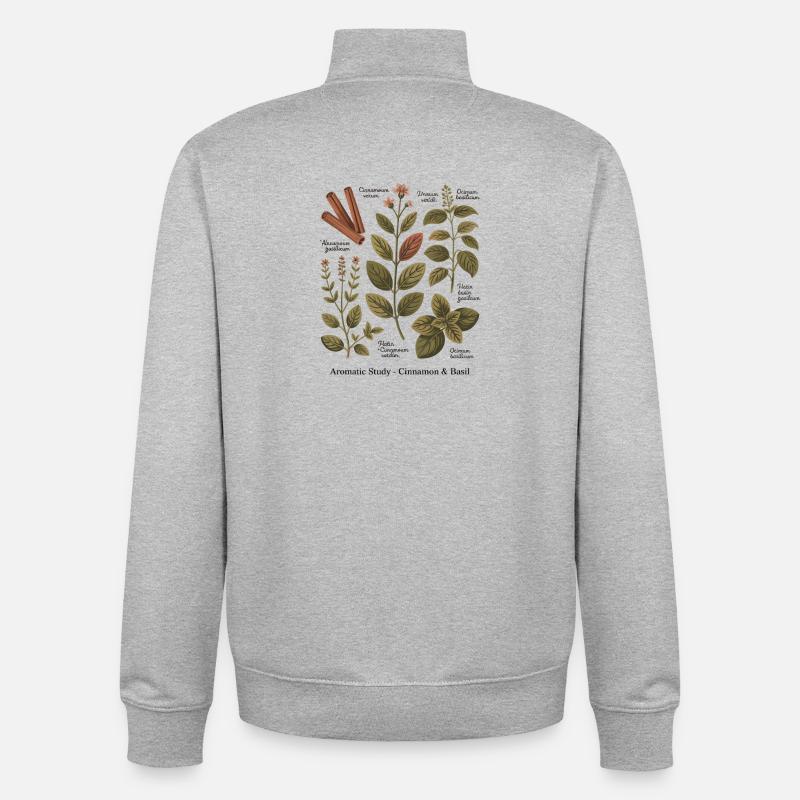 Aromatic Study – Cinnamon & Basil - Unisex Organic Zip Sweatshirt by Stanley/Stella - heather grey