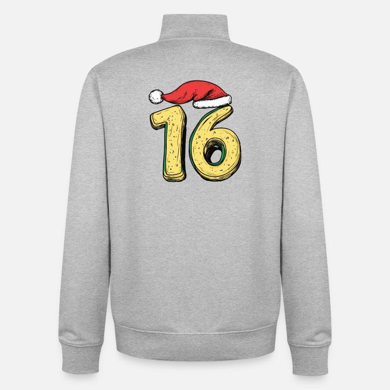 Biscuit de Noël à 16 chiffres - Sweat zippé unisexe en coton bio Stanley/Stella - gris chiné