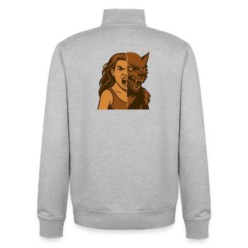 Dualité homme-loup-garou - Sweat zippé unisexe en coton bio Stanley/Stella - gris chiné - Dos - AI Model Male 185 light (185cm)