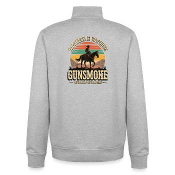 Classic Western TV - Cowboy Sunset Design - Unisex Organic Zip Sweatshirt by Stanley/Stella - heather grey - Back - AI Model Male 185 light (185cm)