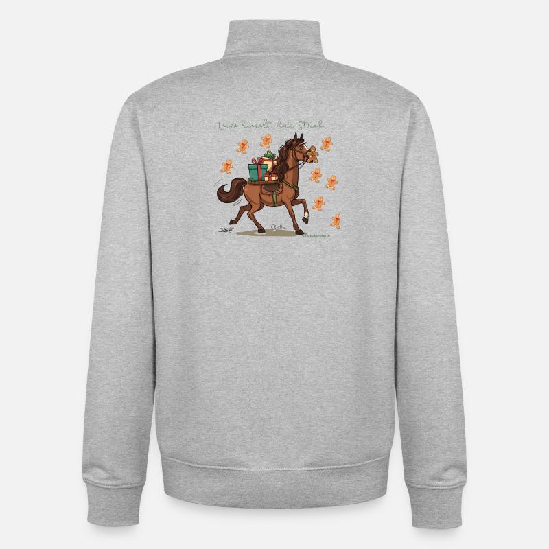 Weihnachtspferd mit Geschenken Traber -  - Unisex Organic Zip Sweatshirt von Stanley/Stella - Grau meliert