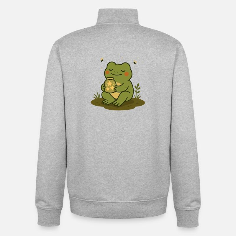 Frosch mit Sternenglas – Magisches Design - Unisex Organic Zip Sweatshirt von Stanley/Stella - Grau meliert