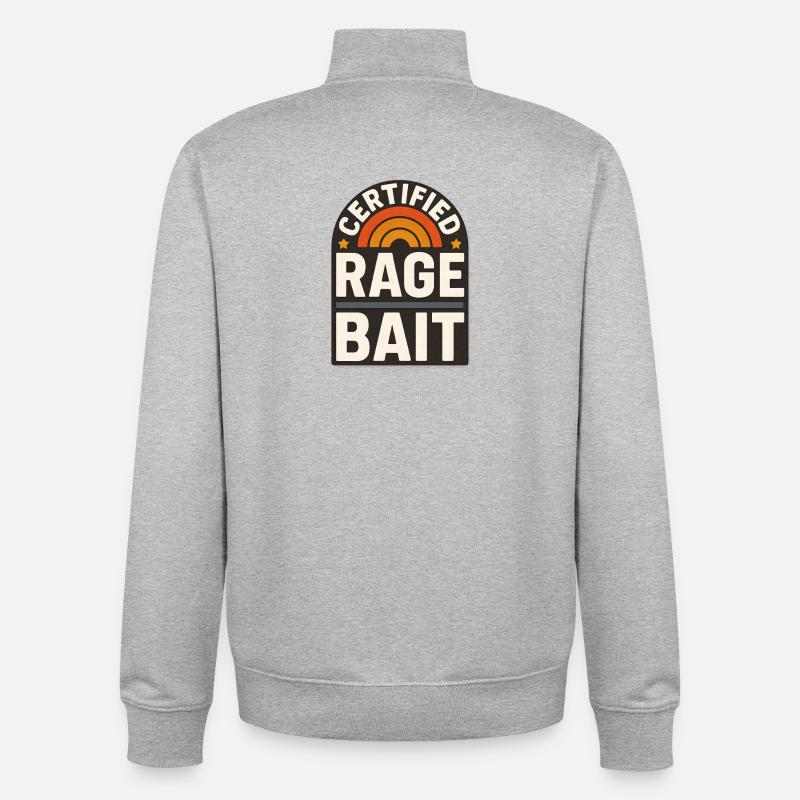 Rage Bait Patch Drôle de dicton - Sweat zippé unisexe en coton bio Stanley/Stella - gris chiné