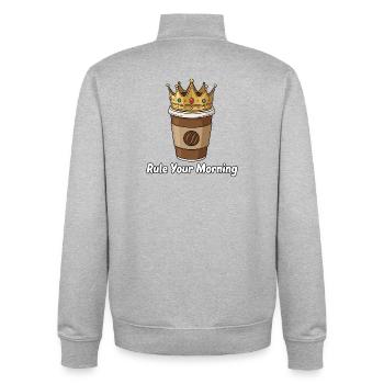 Café royal du matin - Sweat zippé unisexe en coton bio Stanley/Stella - gris chiné - Dos - AI Model Male 185 light (185cm)