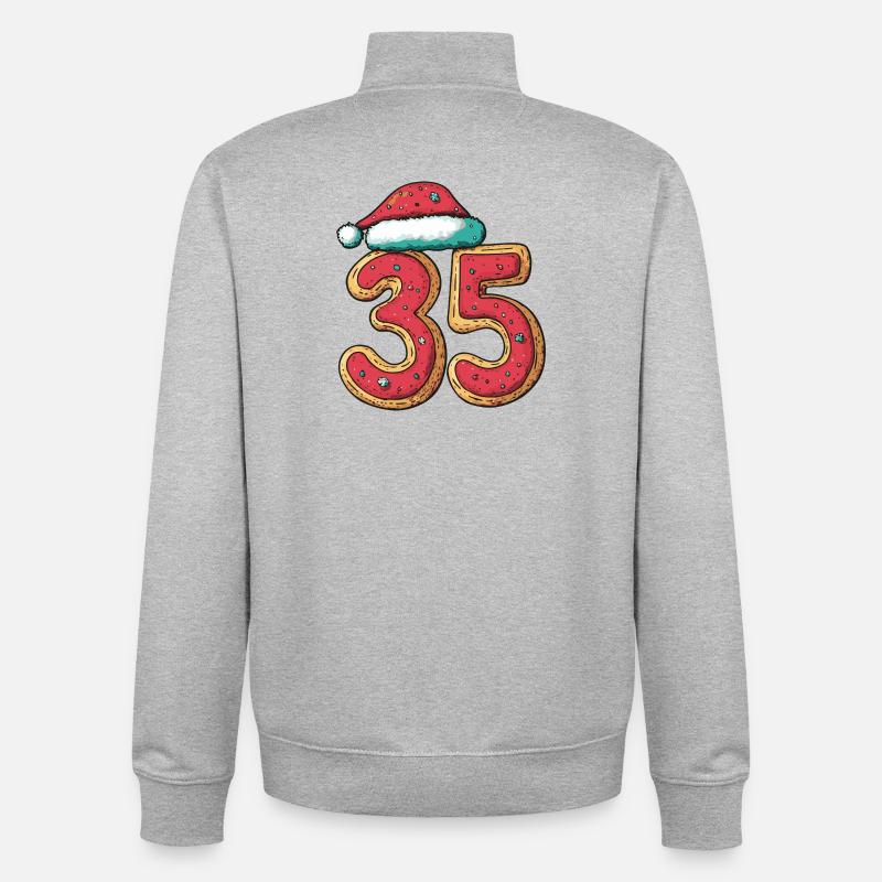 Biscuit de Noël à 35 chiffres - Sweat zippé unisexe en coton bio Stanley/Stella - gris chiné