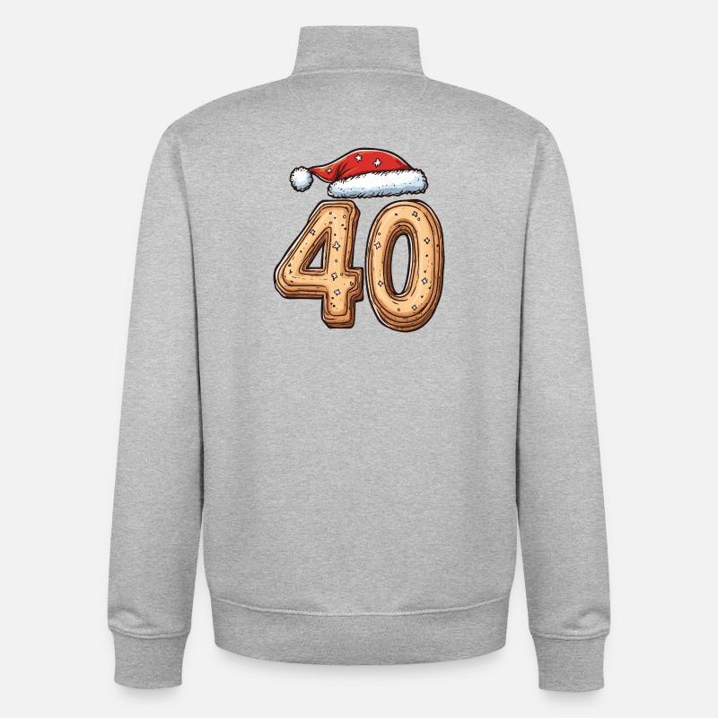 40 chiffres Biscuit Noël - Sweat zippé unisexe en coton bio Stanley/Stella - gris chiné