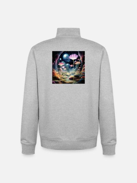 Kosmische Blüten im Sternenwald - Unisex Organic Zip Sweatshirt von Stanley/Stella - Grau meliert