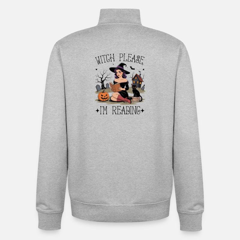 Hexe liest von Pumpkin Glow - Unisex Organic Zip Sweatshirt von Stanley/Stella - Grau meliert