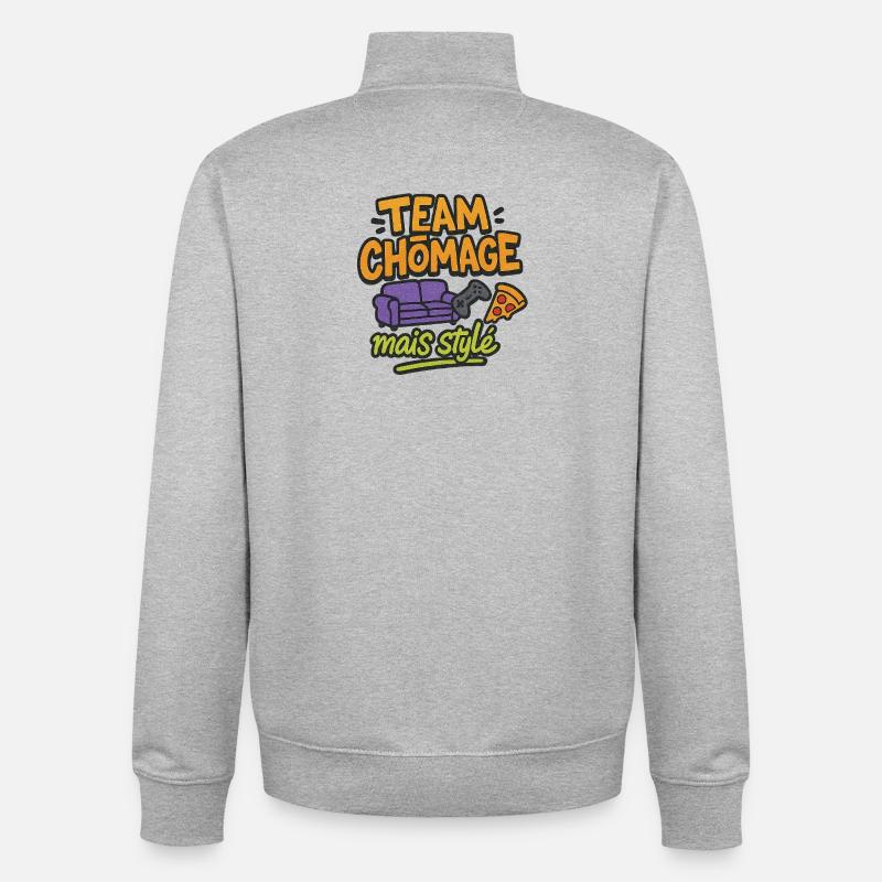 Team chomage mais stylé - Sweat zippé unisexe en coton bio Stanley/Stella - gris chiné