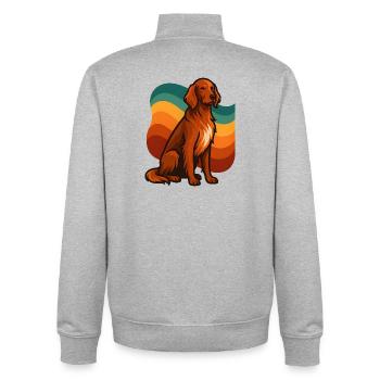 Irischer roter Setter-Hund in Retro-Wave-Palette - Unisex Organic Zip Sweatshirt von Stanley/Stella - Grau meliert - Hinten - AI Model Male 185 light (185cm)