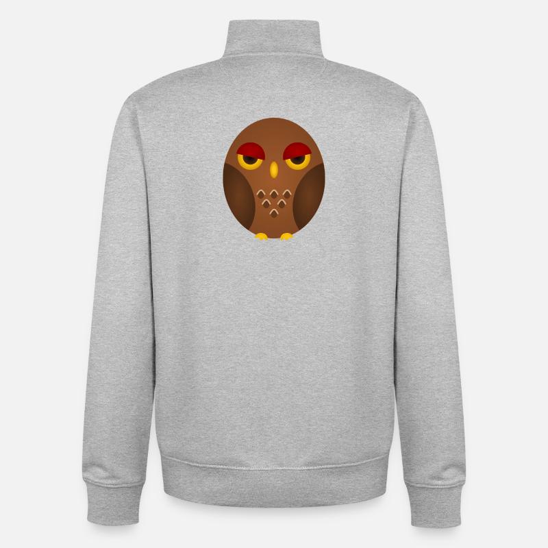 Grumpy Owl Silhouette - Sweat zippé unisexe en coton bio Stanley/Stella - gris chiné