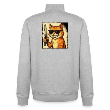 Balisong-Chat - Sweat zippé unisexe en coton bio Stanley/Stella - gris chiné - Dos - AI Model Male 185 light (185cm)