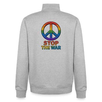 Peace Sign Rainbow – Stop The War Design - Unisex Organic Zip Sweatshirt by Stanley/Stella - heather grey - Back - AI Model Male 185 light (185cm)