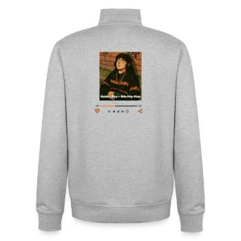 Golden Era - Idée cadeau Hip-Hop Vibes des années 90 - Sweat zippé unisexe en coton bio Stanley/Stella - gris chiné - Dos - AI Model Male 185 light (185cm)