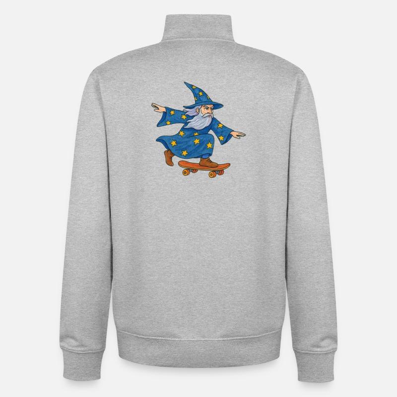 Starry Wizard Skateboard - Sweat zippé unisexe en coton bio Stanley/Stella - gris chiné