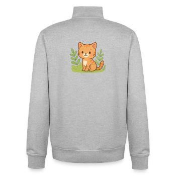 Cuddly kitten in the green - Unisex Organic Zip Sweatshirt by Stanley/Stella - heather grey - Back - AI Model Male 185 light (185cm)