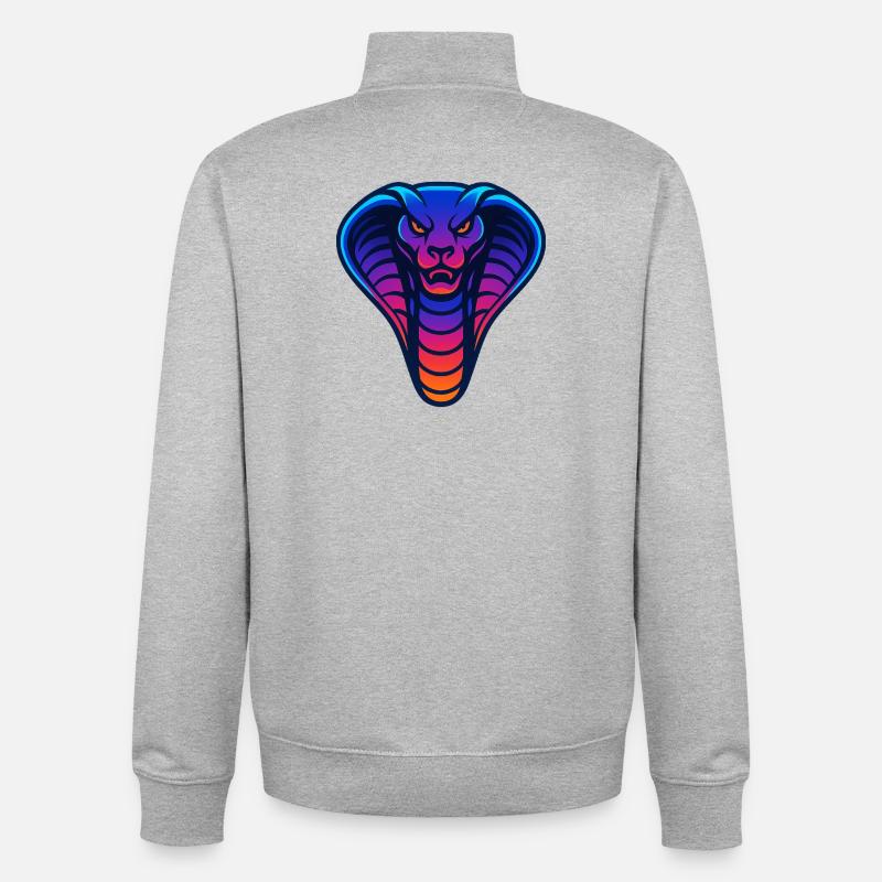 Illustration de dégradé de cobra néon - Sweat zippé unisexe en coton bio Stanley/Stella - gris chiné