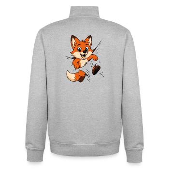 Süßer Comic Fuchs – Kinder & Tierliebhaber Motiv - Unisex Organic Zip Sweatshirt von Stanley/Stella - Grau meliert - Hinten - AI Model Male 185 light (185cm)