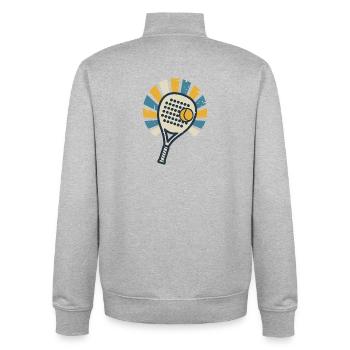 Sonnen Padel Tennis Retro-Print - Unisex Organic Zip Sweatshirt von Stanley/Stella - Grau meliert - Hinten - AI Model Male 185 light (185cm)