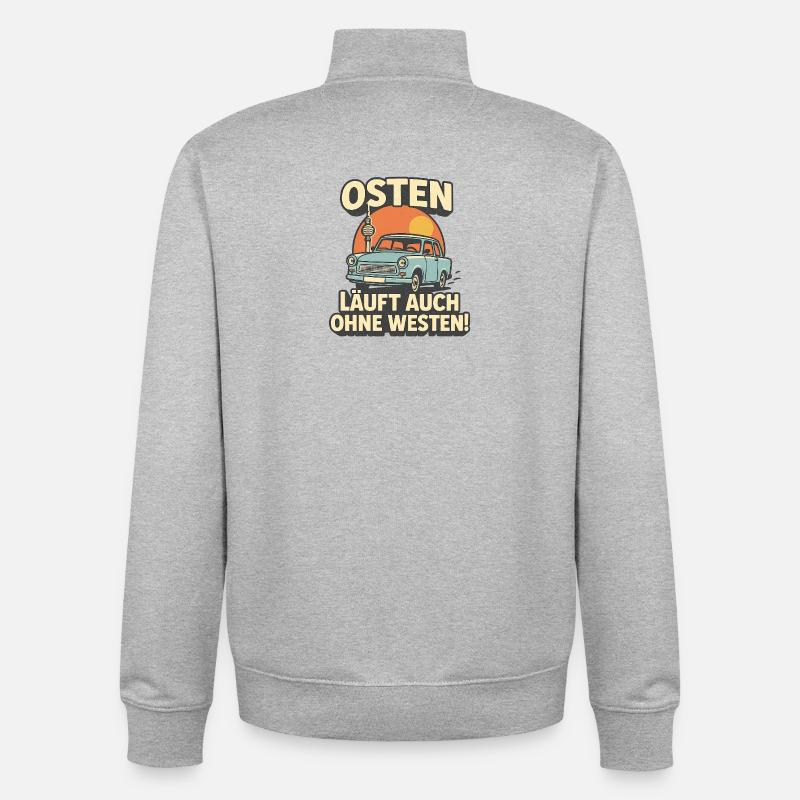 Osten läuft auch ohne Westen - Unisex Organic Zip Sweatshirt von Stanley/Stella - Grau meliert